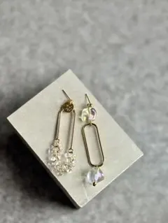 つぶつぶ　オーロラ　アシンメトリー　/ピアス　イヤリング/gold aurora