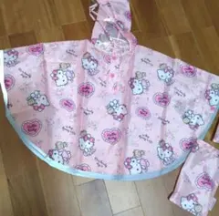 ハローキティ柄レインポンチョ　90サイズ①　 ピンク