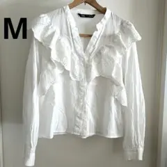 ZARA ブラウス　シャツ　カットソー　長袖　フリル