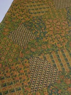 M341 正絹 小紋 更紗柄 洗い張り ハギレ ハンドメイド 18cm幅