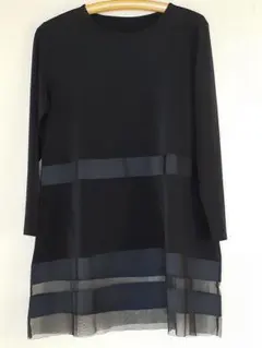 ブラック シースルー ストライプ トップス