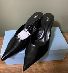 ZARA 38 ミュール サンダル　ブラック