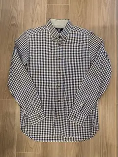 【コムサコミューン】ネイビー ギンガムチェック シャツ M 長袖 ボタンダウン