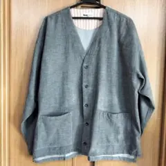 ノーカラージャケット グレー