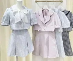 evelyn 半袖チェックセットアップ ピンク