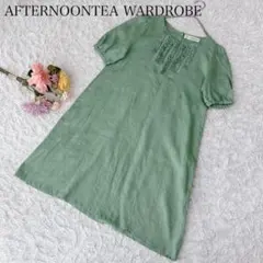 【M】アフタヌーンティーワードローブ　半袖ワンピース　リネン100　麻　フリル