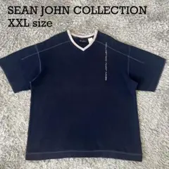 00s SEAN JOHN Vネック Tシャツ XXL ネイビー Y2K 古着のサムネイル