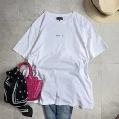 アニエスベー ロゴプリント Tシャツ XL ホワイト 半袖 チビロゴのサムネイル