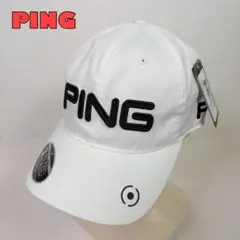 【PING】ピン ゴルフキャップ 立体刺繍ロゴ FLEXFIT タグ付　帽子　白