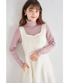 新品　トッコ　ポケット付きパピヨンフラワージャガードジャンパースカート　白