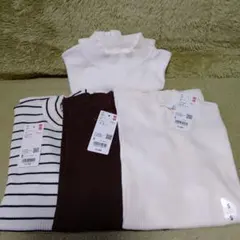 UNIQLOリブ編みハイネック長袖Tシャツ S（３枚セット）