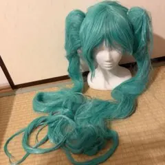 ヤ*ン様 コスプレ ウィッグ エメラルドグリーン ツインテール 初音ミクなど