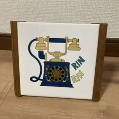 電話柄　タイル　アンティーク