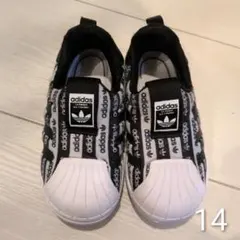 adidas キッズスニーカー 14 ブラック/ホワイト