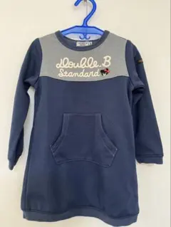 【極美品】DOUBLE.B 長袖ワンピース 100cm ネイビー・グレー
