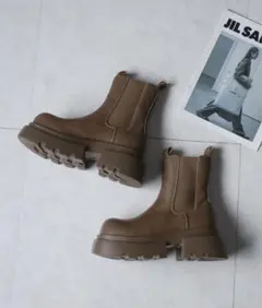 【新品未使用】me+em select ブラウン 厚底サイドゴアブーツ　23cm