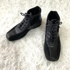 美品✨ecco サイドジップ ショートブーツ レースアップ 黒 3E 23.5