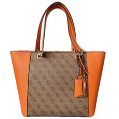 中古品 GUESS バッグ トートバッグ 鞄 モノグラム オレンジ