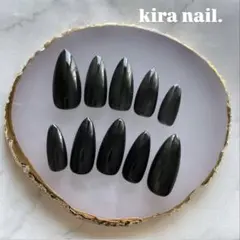 ブラック アーモンド型ネイルチップ 10個セット