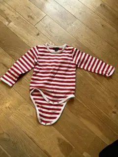 marimekko 赤と白のストライプロンパース　85/15Mのサムネイル