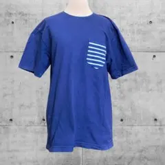 00's vintage ネイビー 半袖Tシャツ ストライプポケット付ノームコア
