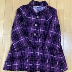 アナスイミニ ANNA SUI ツイードコート 130 ウール パープル 良品