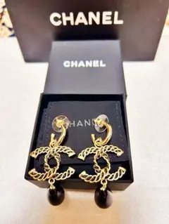 ココマーク ピアス ゴールド ブラック ティアードロップABE746 箱・袋付き