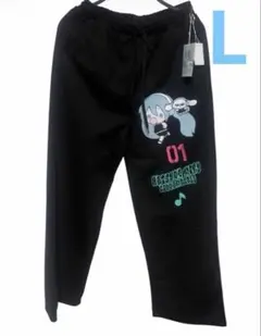 新品　初音ミク×シナモロール　スウェットパンツ　黒ブラック　L