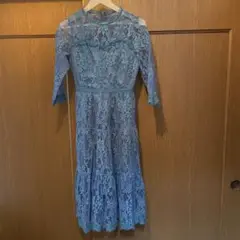 水色 レース パーティー ドレス