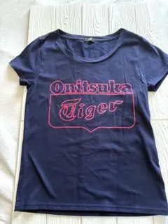 美品　Onitsuka Tiger ロゴ Tシャツ ネイビーフリーサイズ　値下げのサムネイル