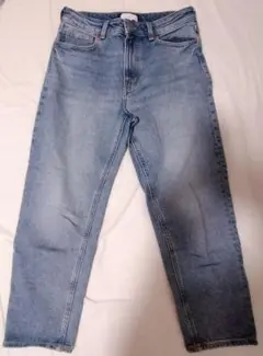 H&M テーパードハイウエストアンクルデニム ブルー
