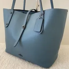 【美品】COACHトートバッグ 肩掛け くすみブルー ビジネストート