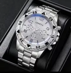 【新品】GENEVA クォーツ腕時計 シルバー【稼動品】