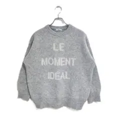 Riberry ニットセーター F グレー ロゴ入り 厚手 ゆったり あったか