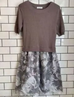 【Rew de Rew】美品　ニット　花柄　ドッキング　ワンピース！