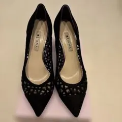 DIANA ダイアナ パンプス 黒　パンチングヌバック　24cm 結婚式　日常