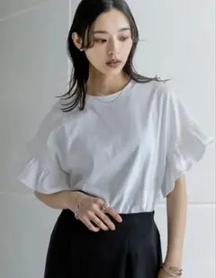 Re:EDIT コットンジャージーショルダーフリルTシャツのサムネイル