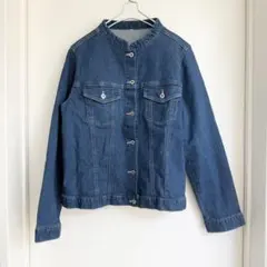 ノーカラー デニムジャケット