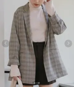 Kastane カスタネ 【2サイズ展開】チェックジャケット グレーのサムネイル