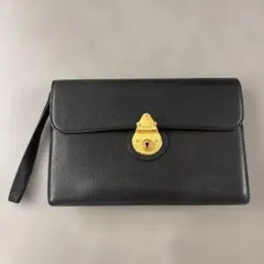Burberry レザー クラッチバッグ ブラック ヴィンテージ ゴールド金具
