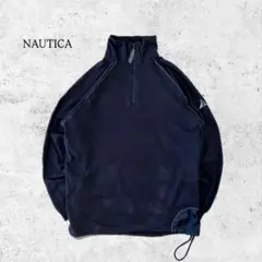 希少 NAUTICA イタリア製 ハーフジップ薄手　L～XL相当　黒っぽい紺