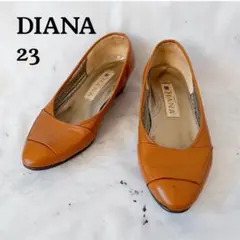 23 DIANA キャメル レザーパンプス ストレートトゥ