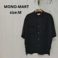 モノマート 綾ドレープ ルーズハーフスリーブバンドカラーシャツ ブラック M