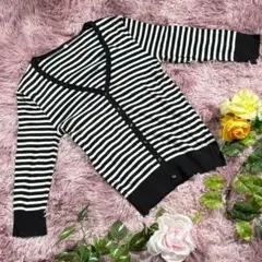 【無印良品 MUJI】カーディガン　『M』　ボーダー　ブラック　ホワイト　可愛い