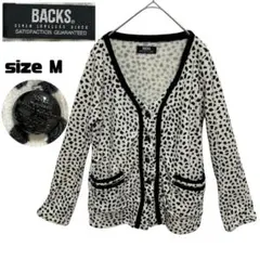 BACKS バックス カーディガン ダルメシアン柄 ポケット付き Mのサムネイル