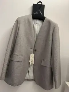 iNED ノーカラーグレー系ジャケット