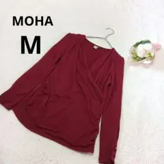 MOHA モハ カシュクールカットソー 長袖 無地 赤系 トップス/M