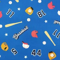 [no.5xxx]ベースボール/野球柄 ブルー オックス 生地＊