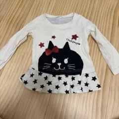黒猫デザイン 長袖Tシャツ 90サイズ