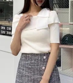 ワンショル肩リボン半袖ニット INGNI